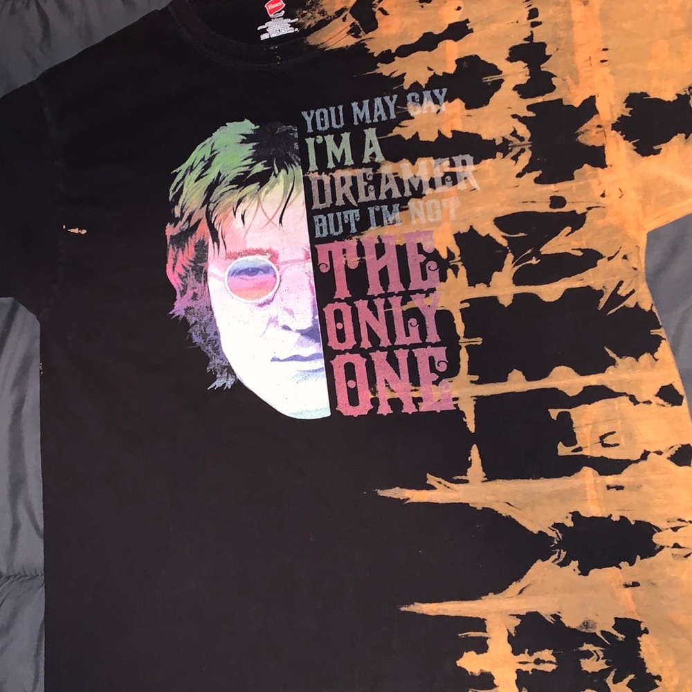 Bleached John Lennon Imagination Beatles Band tee